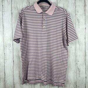 Peter Millar Polo Shirt Men Medium Pink Stripe 100% Cotton Golf Preppy Active